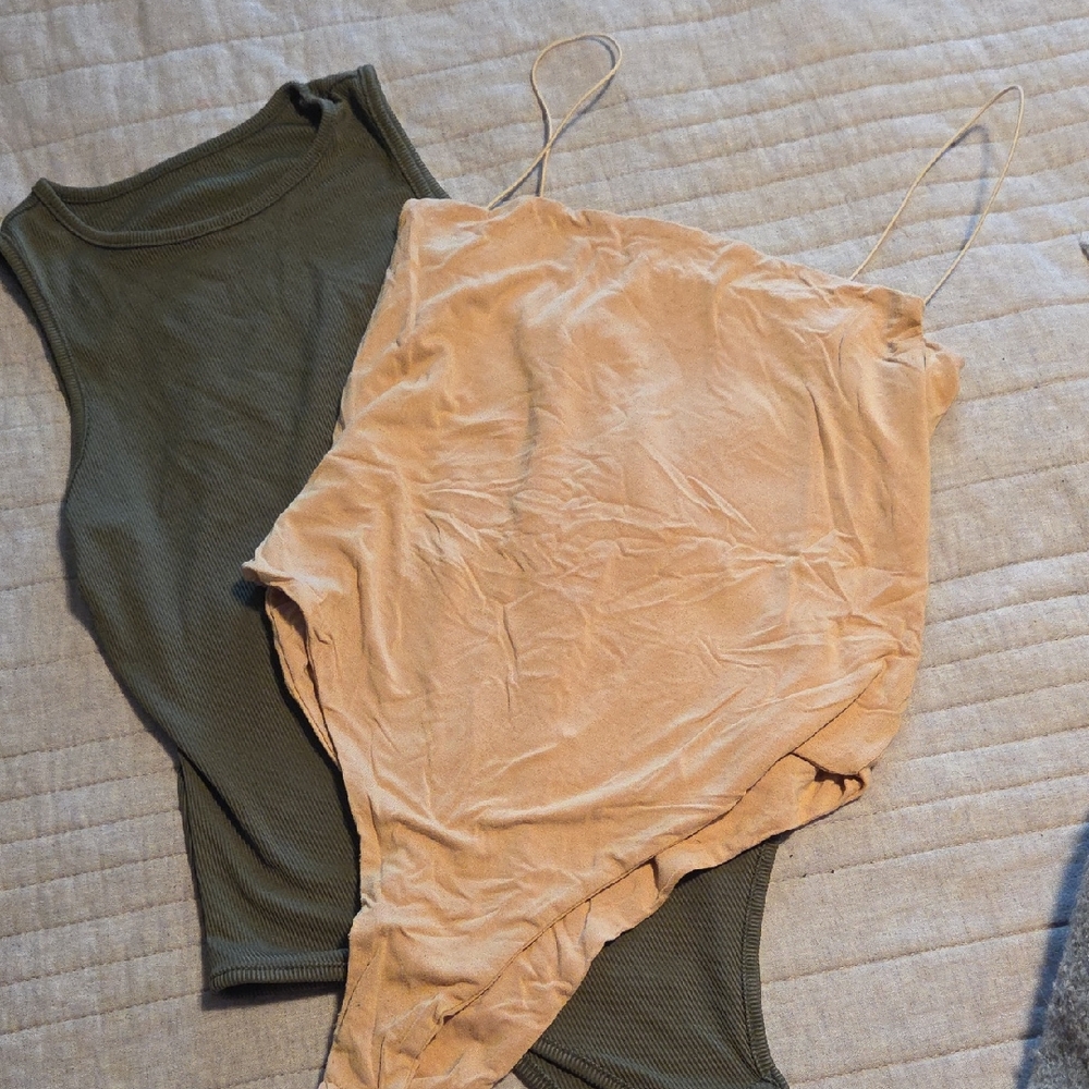 Stylish Women's Olive and Tan Tops